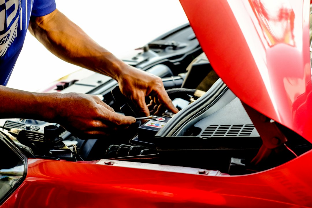 Mechanic working on a car