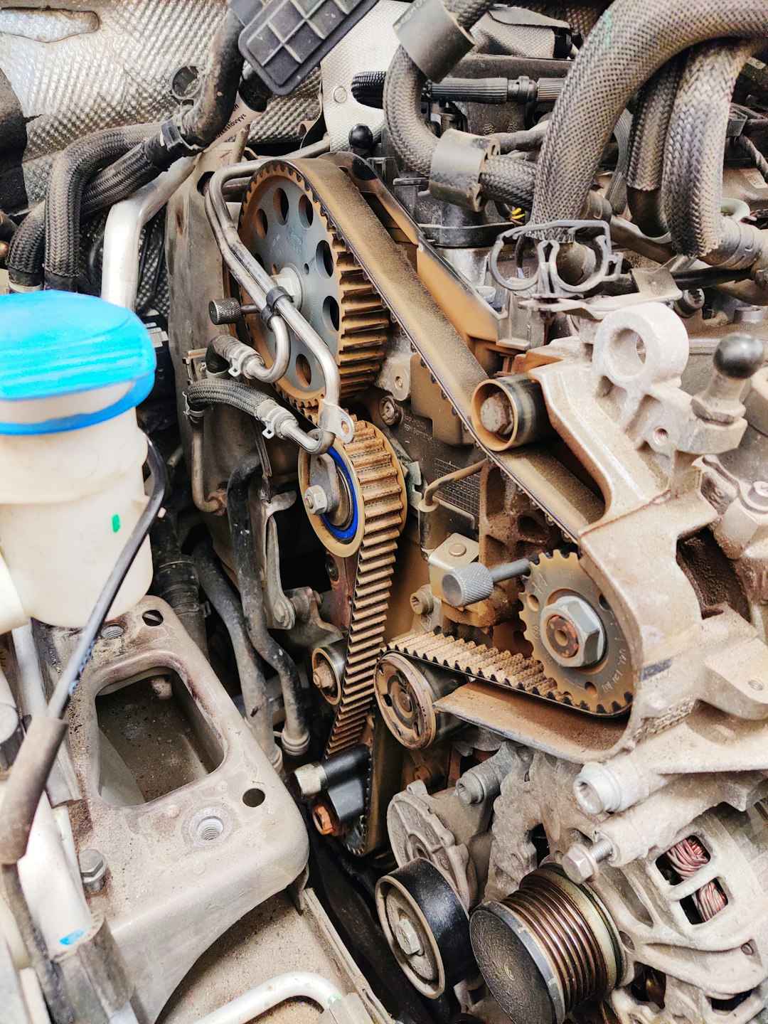 Timing belt on a car engine